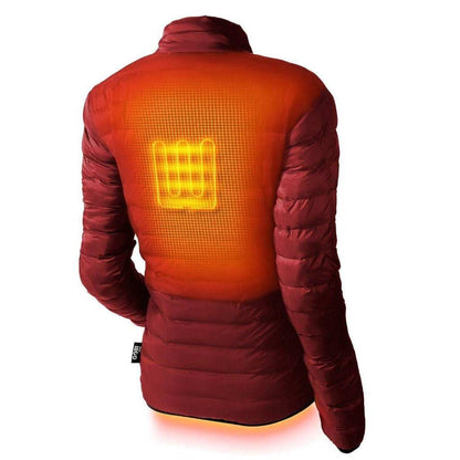 Wolf Women's Heated Jacket with visible heating zone, lightweight and durable, featuring adjustable heat settings.