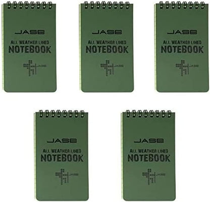 All-Weather Top-Spiral Notebook 3" x 5" Green Cover Waterproof Shower Aqua Notes Notepad Notebook(5 Pack)1
