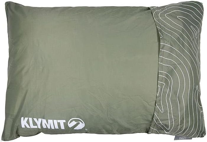 Klymit Drift Camping Pillow, Shredded Memory Foam Travel Pillow with Reversible Cover for Outdoor Use, Green, Large