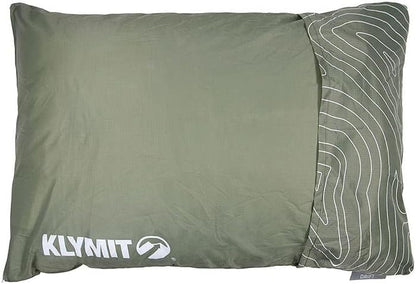 Klymit Drift Camping Pillow, Shredded Memory Foam Travel Pillow with Reversible Cover for Outdoor Use, Green, Large