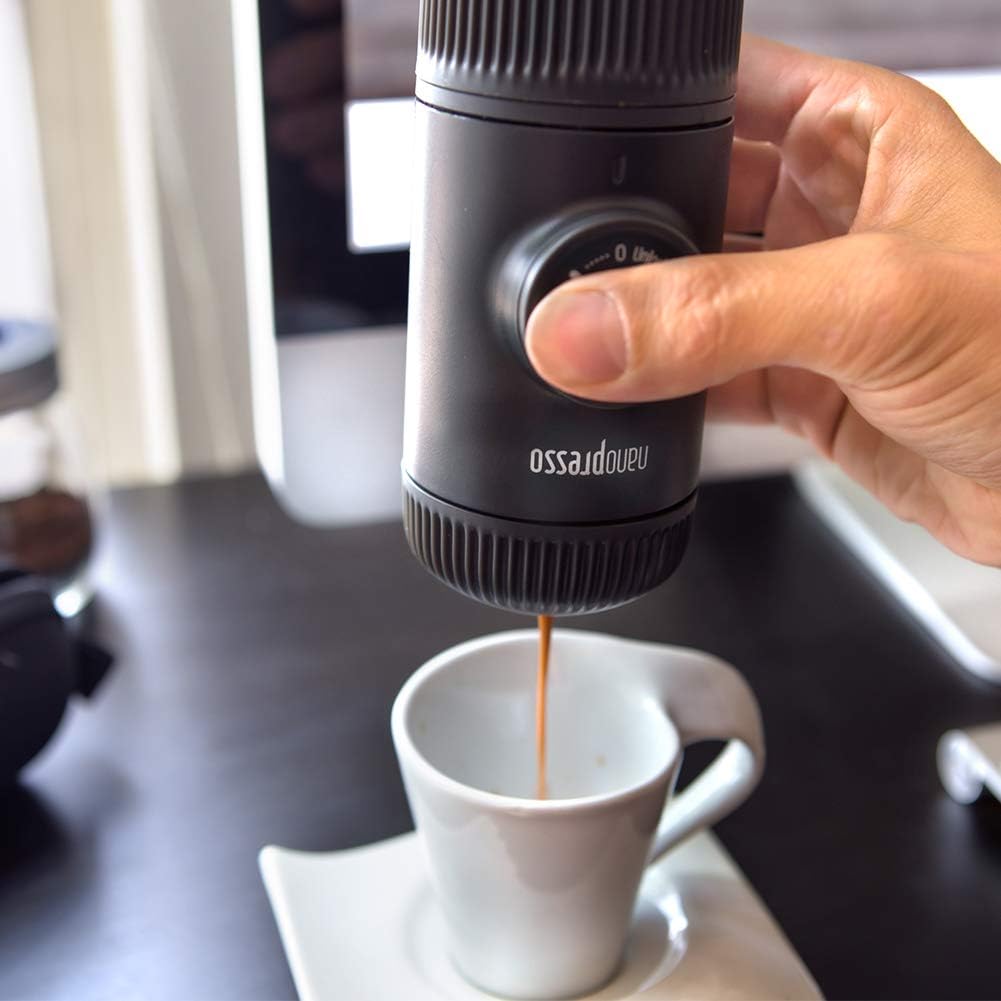 WACACO Nanopresso Portable Espresso Maker, Upgrade Version of Minipresso, 18 Bar Pressure, Small Travel Coffee Maker, Manually Operated. Perfect for Kitchen and Office