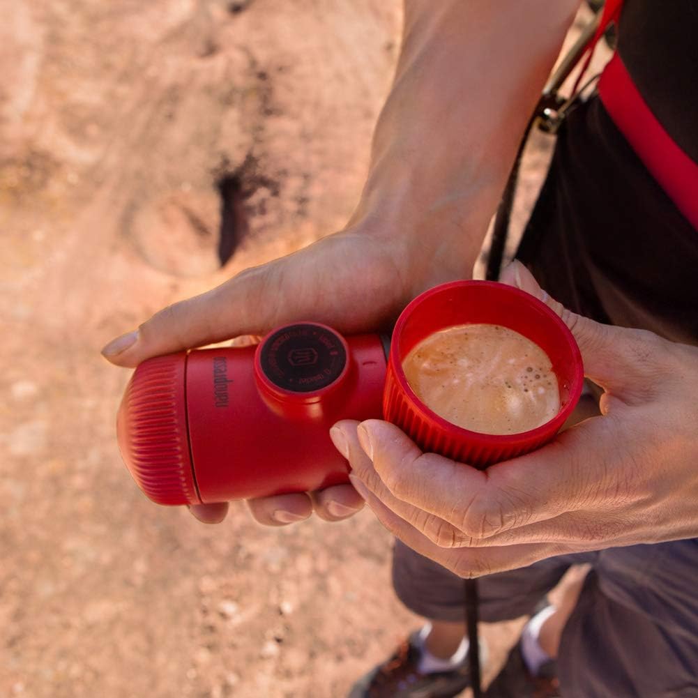 WACACO Nanopresso Portable Espresso Maker, Upgrade Version of Minipresso, 18 Bar Pressure, Small Travel Coffee Maker, Manually Operated. Perfect for Kitchen and Office