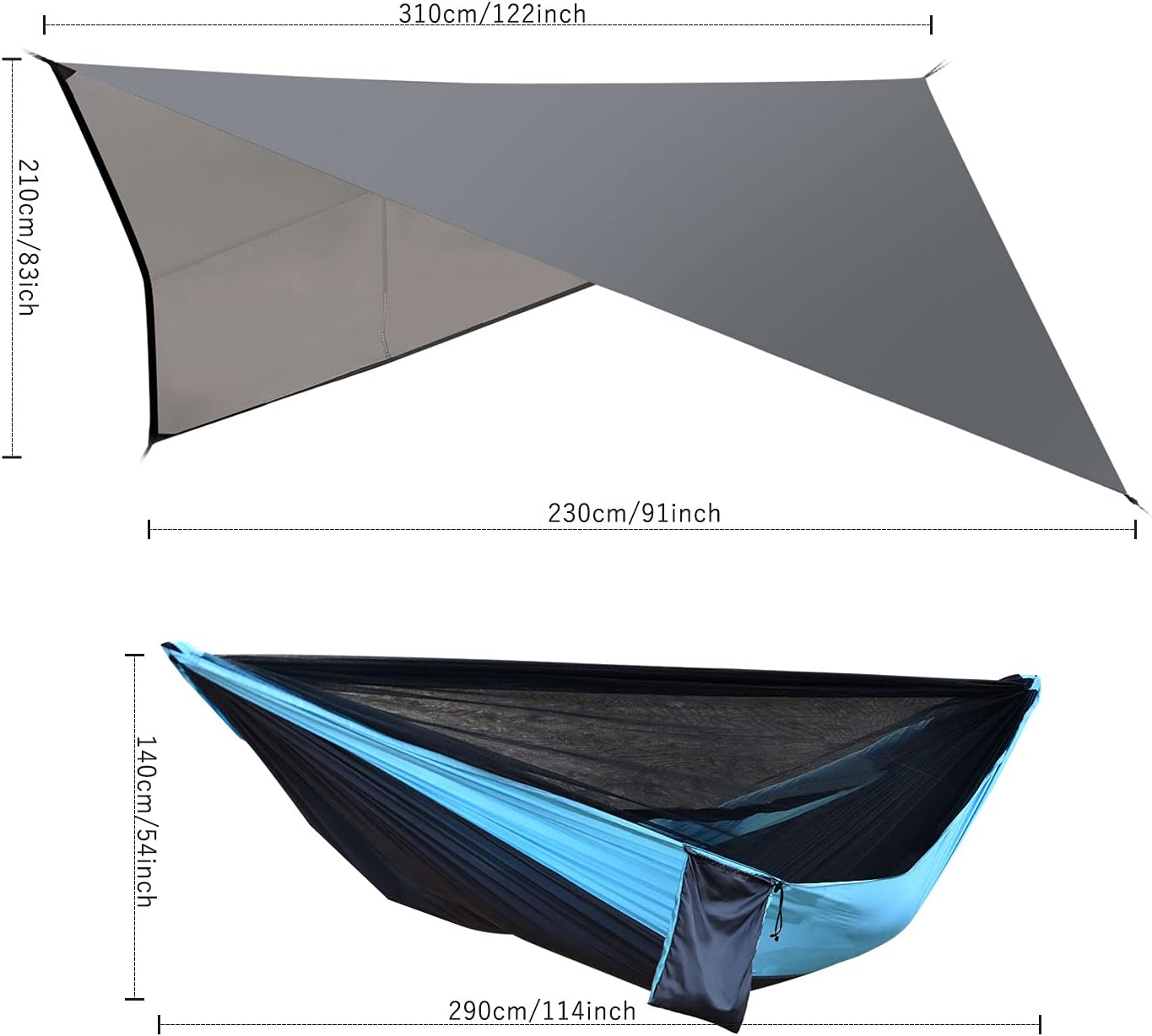 FIRINER Camping Hammock with Rainfly Tarp & Mosquito Net Portable Single Double Hammock Tent with Tree Strap Outdoor Hammock Set for Backpacking, Outdoor & Hiking