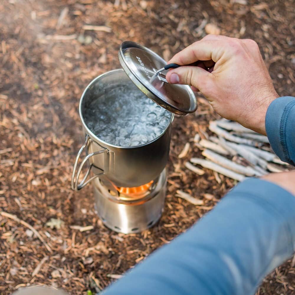 Solo Stove Solo Pot 900 - Lightweight Stainless Steel Backpacking Pot | Boil Water Quickly | Volume Markings and Pour Spout