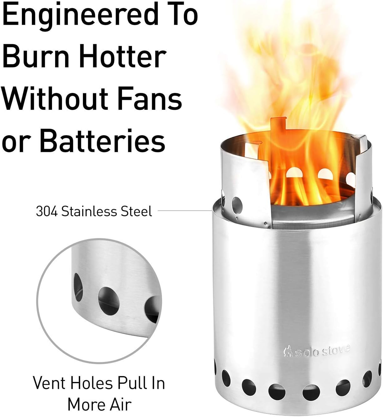 Solo Stove Titan Camping Stove Portable Stove for Backpacking and Outdoor Cooking Great Stainless Steel Camping Backpacking Stove Compact Wood Stove Design-No Batteries or Liquid Fuel Canisters Needed