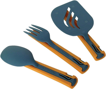 Jetboil Jetset Stowable Camping Utensil Set, Grey Orange