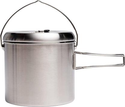 Solo Stove Pot 4000, stainless steel camping pot with foldable handles and lid.