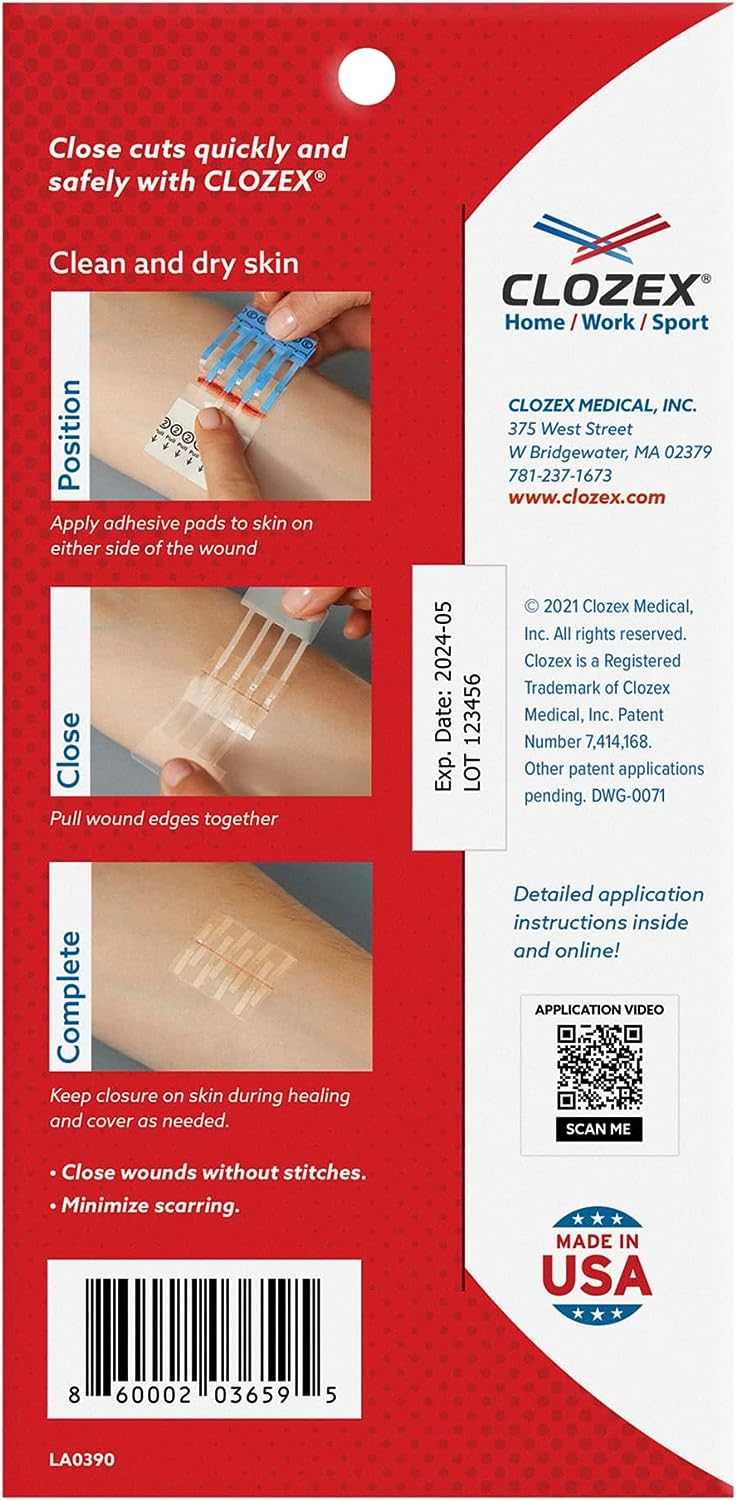 Clozex Emergency Laceration Closures - Repair Wounds swiftly with adhesive pads.