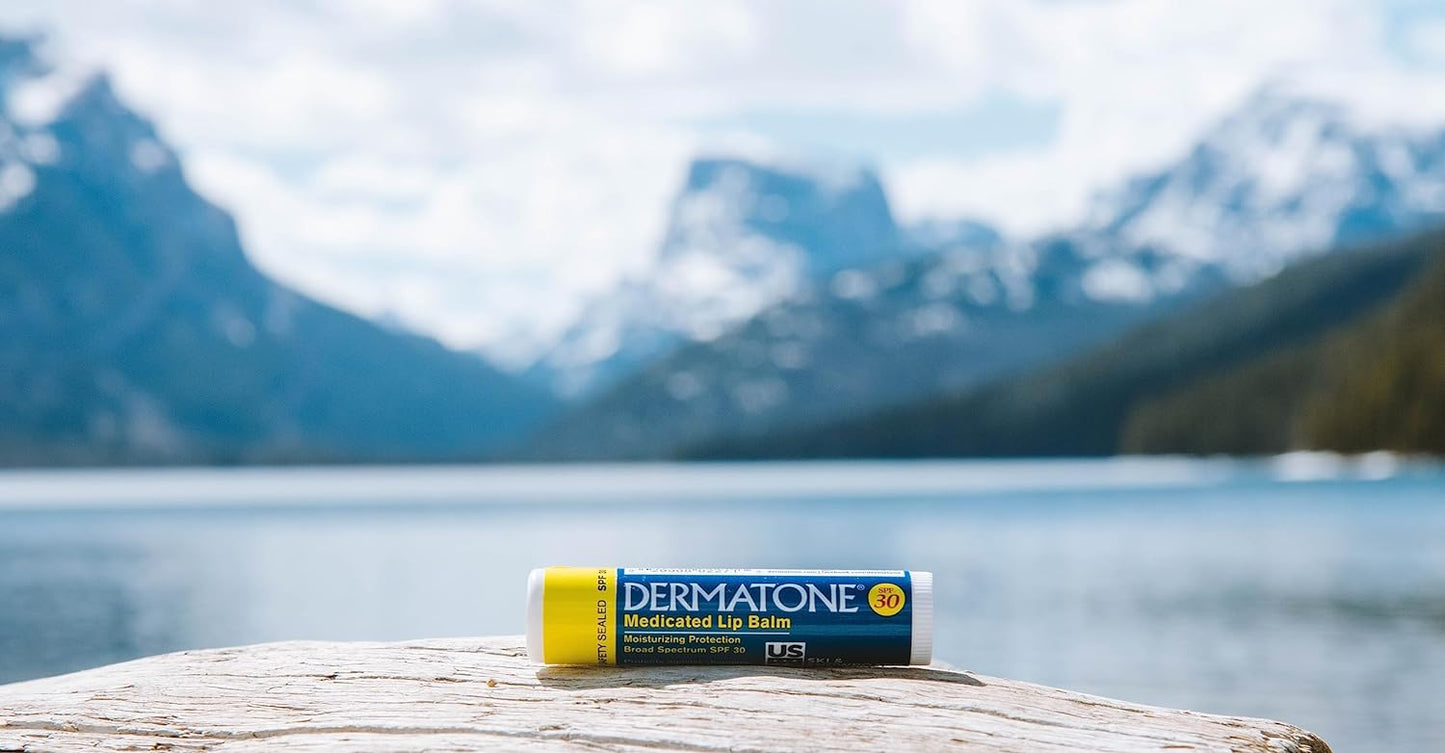 Dermatone Lip Balm SPF 30 | Moisturizing | Medicated | Formulated to Soothe & Replenish Chapped & Cracked Lips (0.15 oz sticks, Pack of 3)