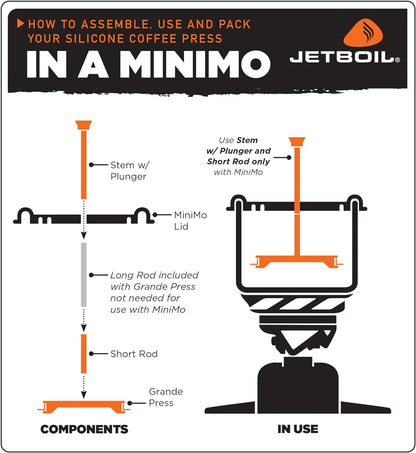 Jetboil Silicone French Press Coffee Maker Camping and Backpacking Stoves,1000 milliliters Grande