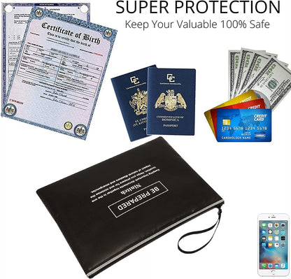 Fireproof Money Bag,Bank Bag Fireproof and Waterproof Cash Bag with Zipper Closure, Fireproof Safe Storage Bag Envelope, Suitable for documents, Bank Inventory, Passport (Black, M)