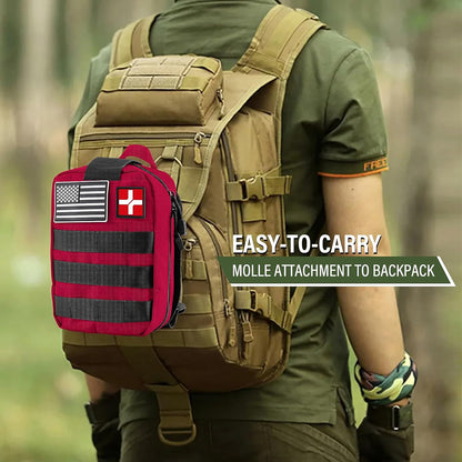 Survival First Aid Kit, Molle Medical Pouch 282PCS Outdoor Emergency Survival Gear and Equipment for Hiking Camping Hunting Car Boat Home Travel and Adventures, for Him Men