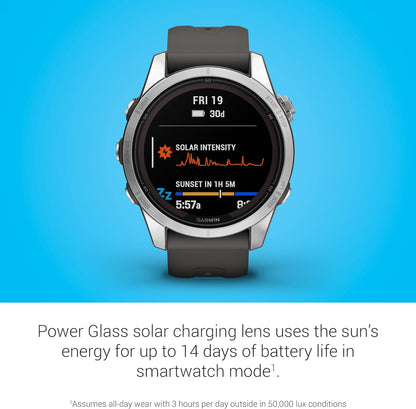 Garmin fēnix 7 Pro Sapphire Solar, Multisport GPS Smartwatch, Built-in Flashlight, Solar Charging Capability, Black