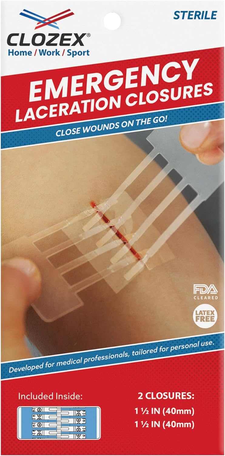 Clozex Emergency Laceration Closures - Repair Wounds, sterile wound closure strips for laceration repair, close wounds on the go.