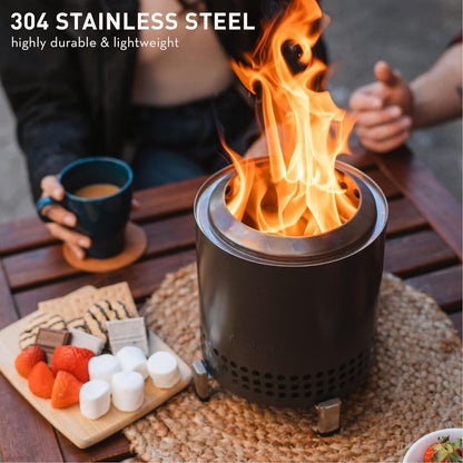 Solo Stove Mesa XL Tabletop Fire Pit with Stand | Low Smoke Outdoor Mini Fire for Urban & Suburbs | Fueled by Pellets or Wood, Stainless Steel, with Travel Bag, H: 8.6" x D: 7", 2.3 lbs, Green