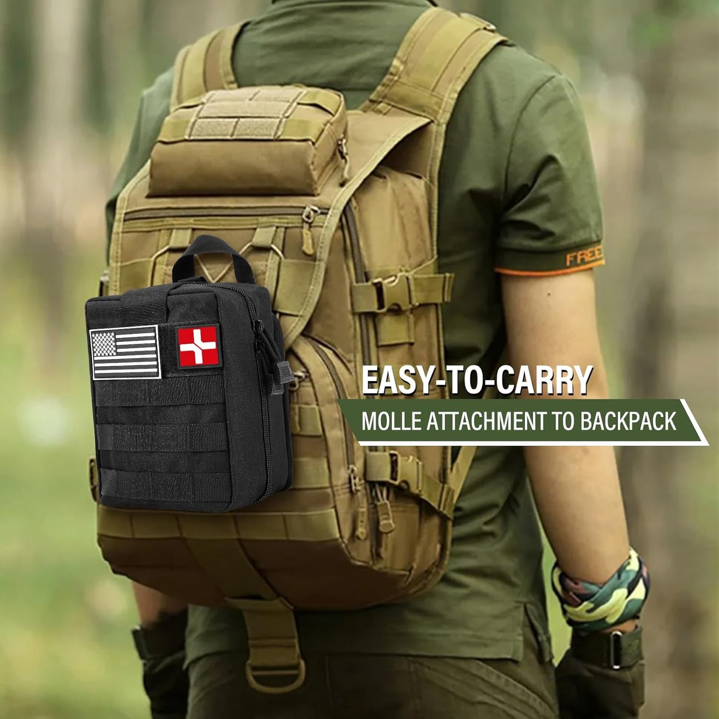 Survival First Aid Kit, Molle Medical Pouch 282PCS Outdoor Emergency Survival Gear and Equipment for Hiking Camping Hunting Car Boat Home Travel and Adventures, for Him Men