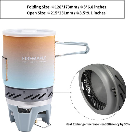 Fire-Maple "Fixed Star 1" Backpacking and Camping Stove System | Outdoor Propane Cooking Gear | Portable Pot/Jet Burner Set | Ideal for Hiking, Trekking, Fishing, Hunting Trips and Emergency Use