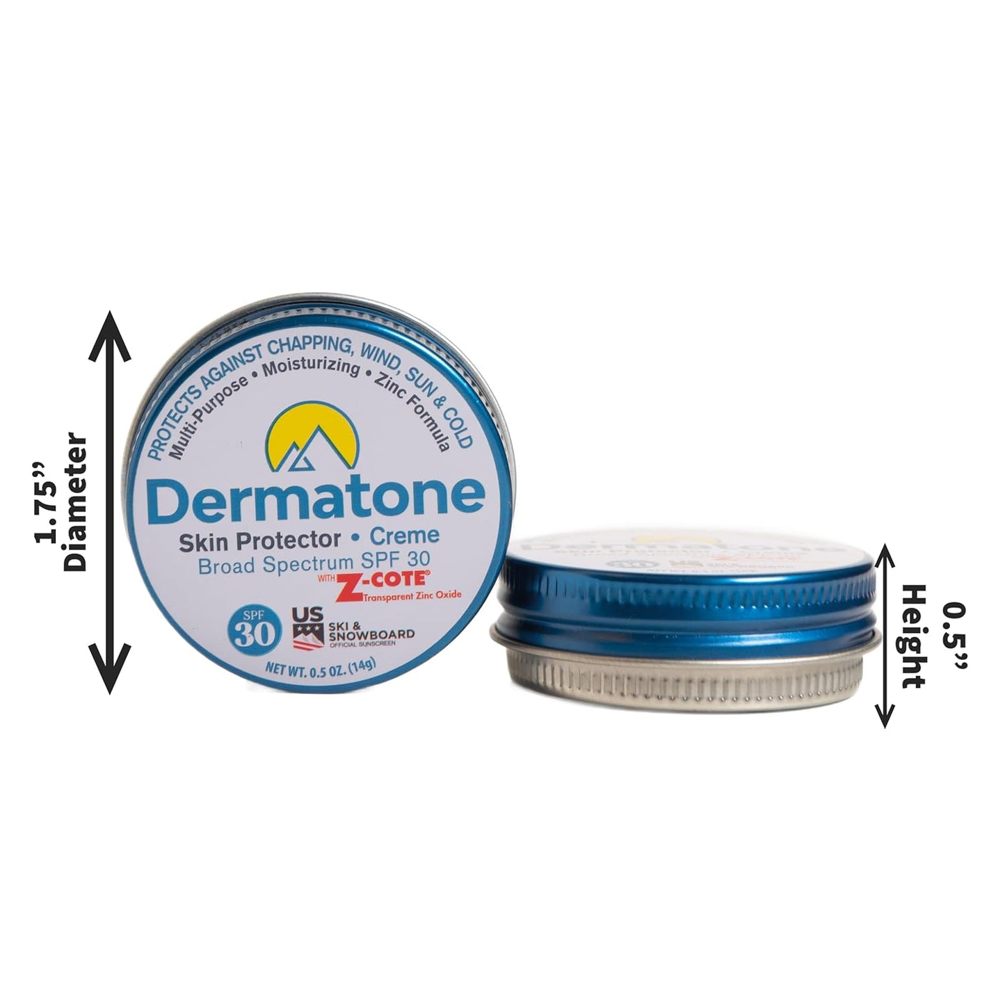 Dermatone Skin Protection Balm w/Zinc | All-In-One Sun, Wind, Chapping, and Frostbite Protection| SPF 30 Zinc Sunscreen for Face and Lips | Moisturizing Skin Balm | Heals and Repairs | 0.5 oz Tin