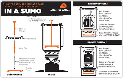 Jetboil Silicone French Press Coffee Maker Camping and Backpacking Stoves,1000 milliliters Grande