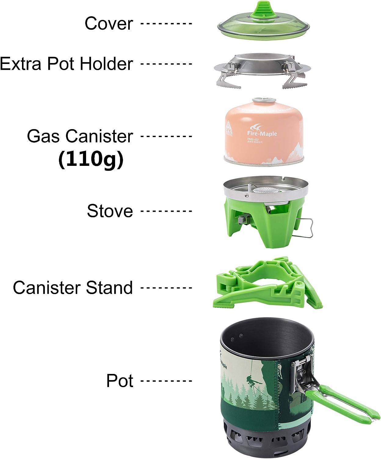 Fire-Maple "Fixed Star 1" Backpacking and Camping Stove System | Outdoor Propane Cooking Gear | Portable Pot/Jet Burner Set | Ideal for Hiking, Trekking, Fishing, Hunting Trips and Emergency Use