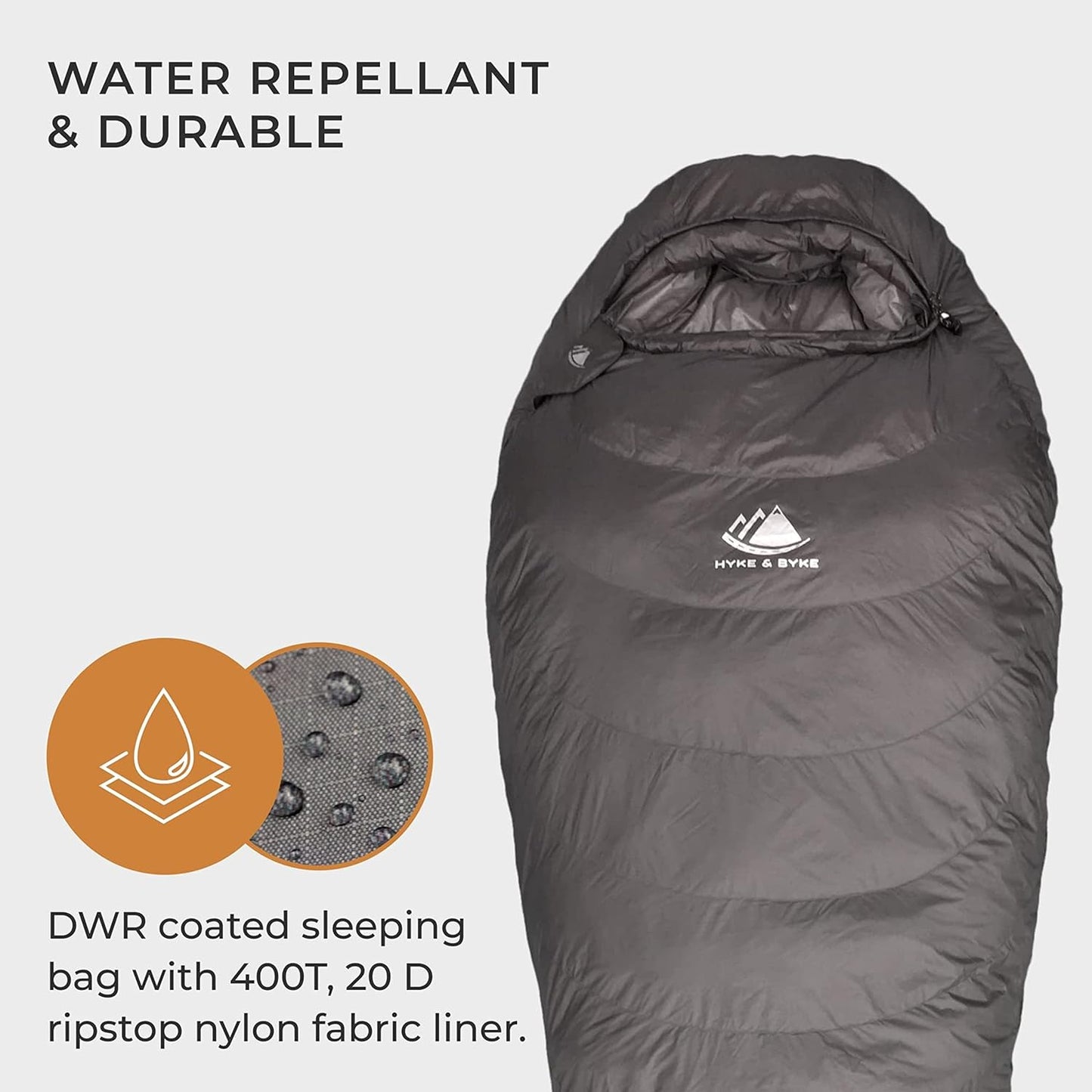 Hyke & Byke Katahdin 0°F Cold Weather Mummy Hiking & Backpacking Sleeping Bag - Synthetic 625 FP 4 Season Sleeping Bags for Adults - Ultralight Includes Compression Stuff Sack