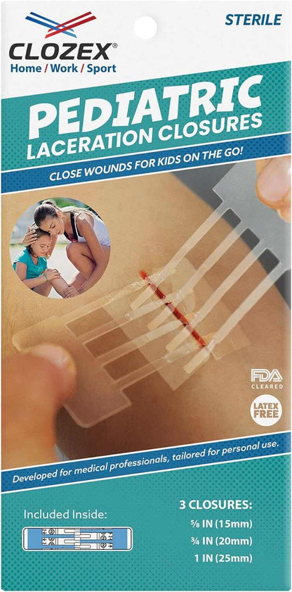 Clozex Pediatric Laceration Closures for Kids on the Go - Sterile Adhesive Wound Closure.