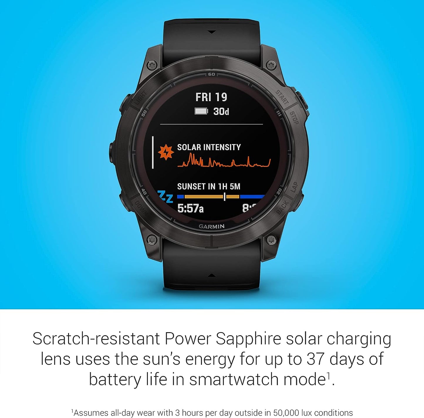 Garmin fēnix 7 Pro Sapphire Solar, Multisport GPS Smartwatch, Built-in Flashlight, Solar Charging Capability, Black