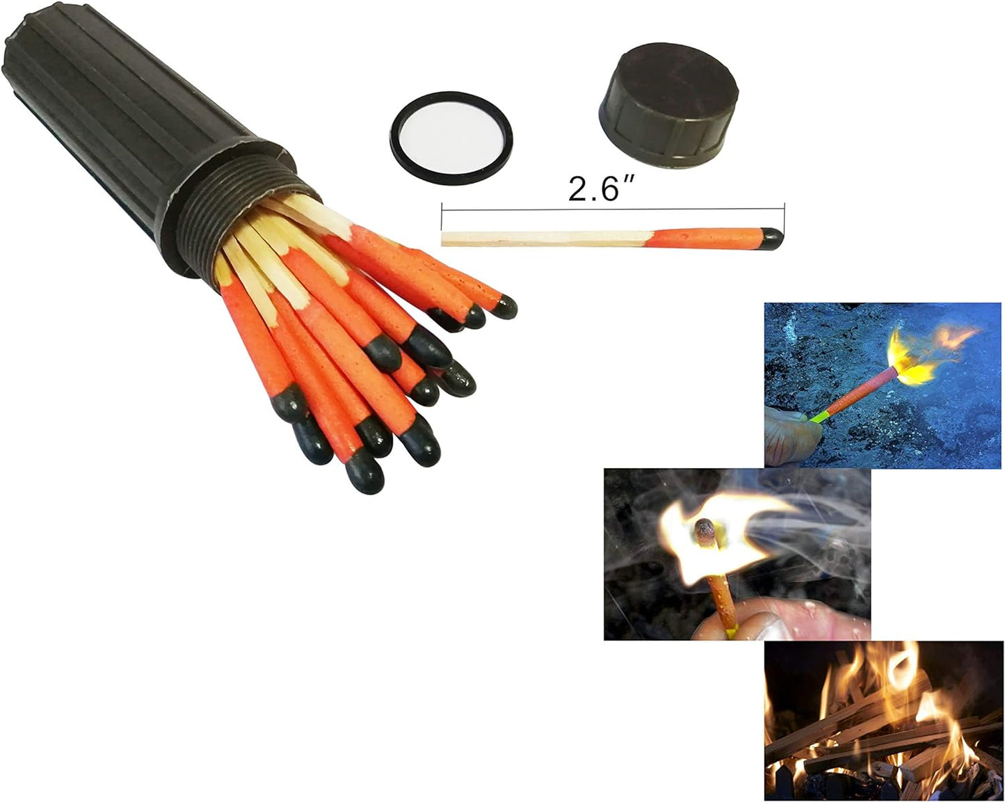 eGreen Fire Starter Weather Proof Matches Ferro Rod Striker Emergency Blanket Saw Wire Multiple Purpose Tool Wax Ropes Waist Bag for Hiking Camping Bushcraft