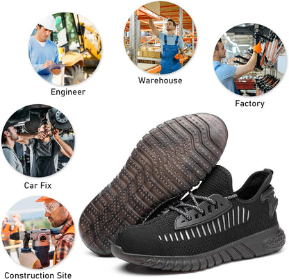 Furuian Steel Toe Indestructible Shoes Men Women Lightweight Puncture Resistant Safety Work Shoes Sneakers for Construction Working Breathable