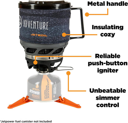 Jetboil MiniMo Camping and Backpacking Stove Cooking System with Adjustable Heat Control