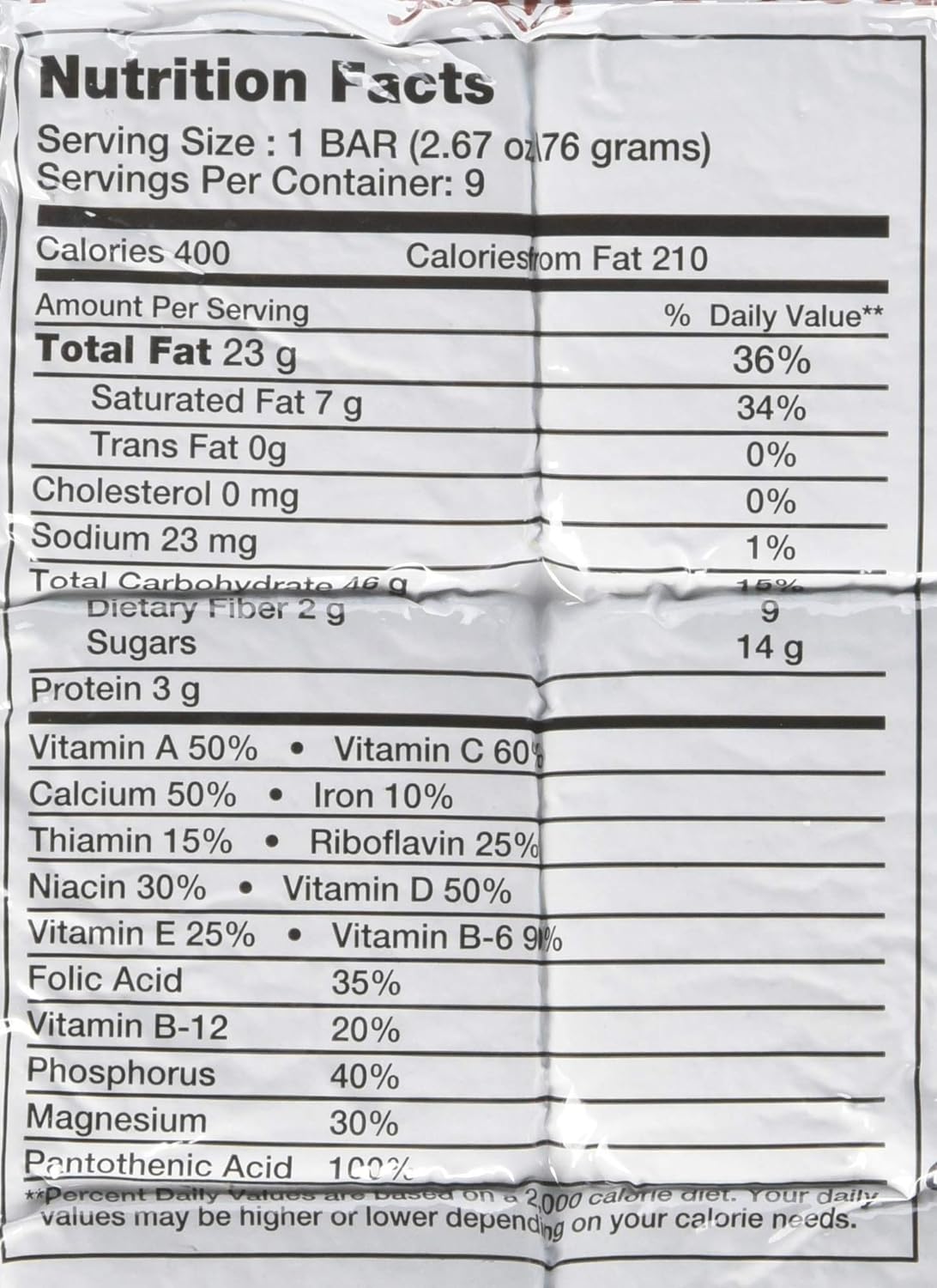 Emergency Food Rations 3600 Calorie Bar