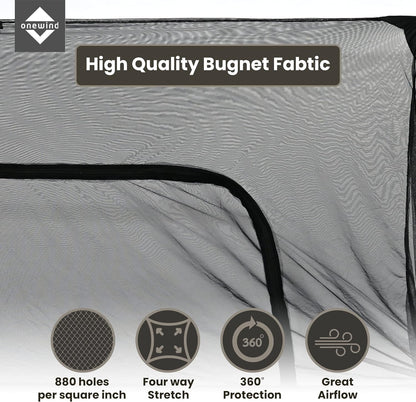 Onewind Premium Camping Shelter Bugnet, Ultralight No-See-Um Breathable Mesh Mosquito Netting with Double Sided Zipper for Camping and Hiking, Black…