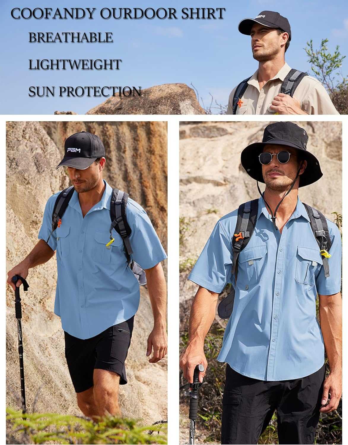 Men's UPF UV Hiking Fishing Shirt by Reltek Ready Gear, ideal survival gear, breathable and lightweight with sun protection; perfect for outdoor activities.