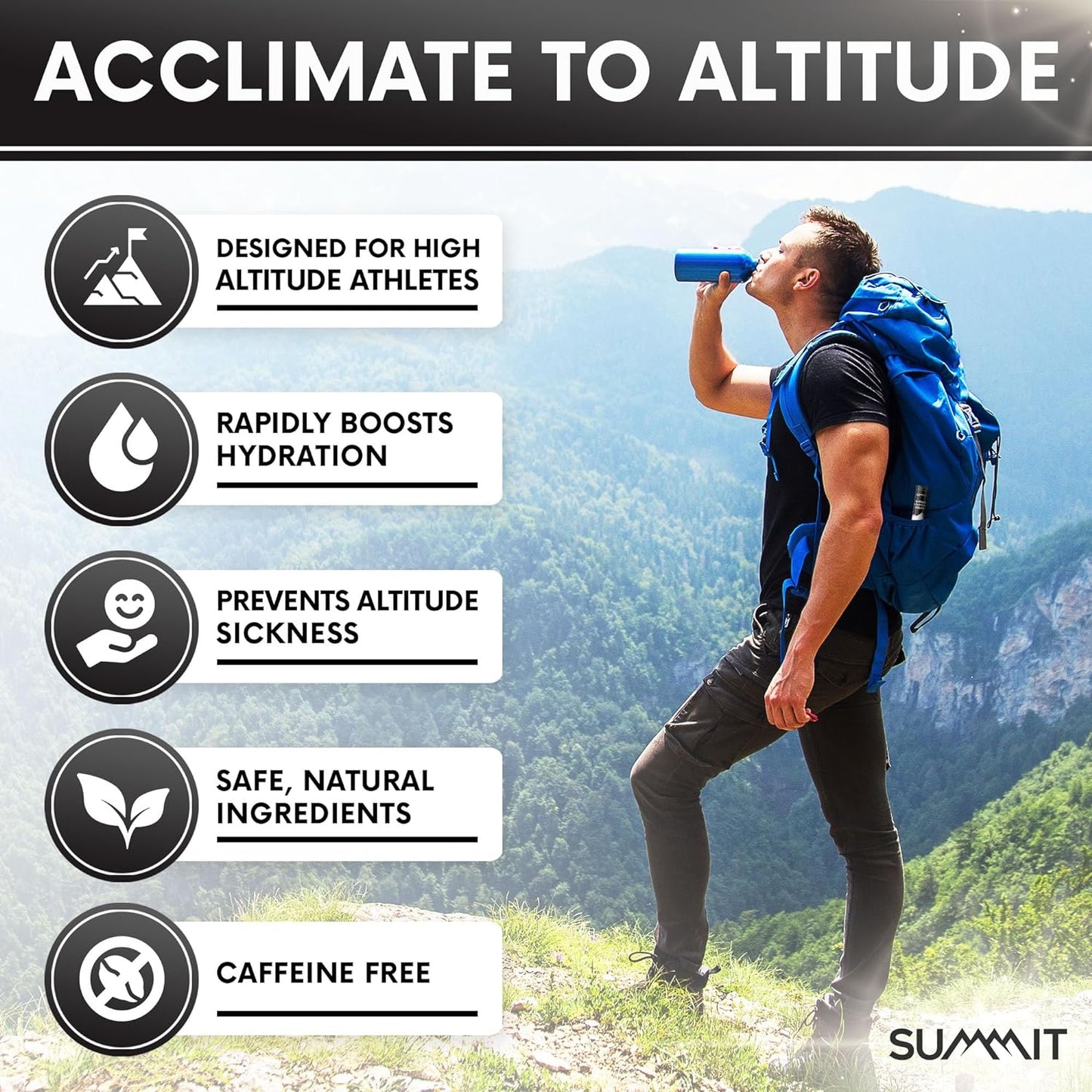 Summit Altitude Sickness Acclimation Tablets (20 Tablets) Supports Rapid Altitude Acclimation & Recovery Altitude Sickness Prevention & Hydration Aid Altitude Sickness Medicine