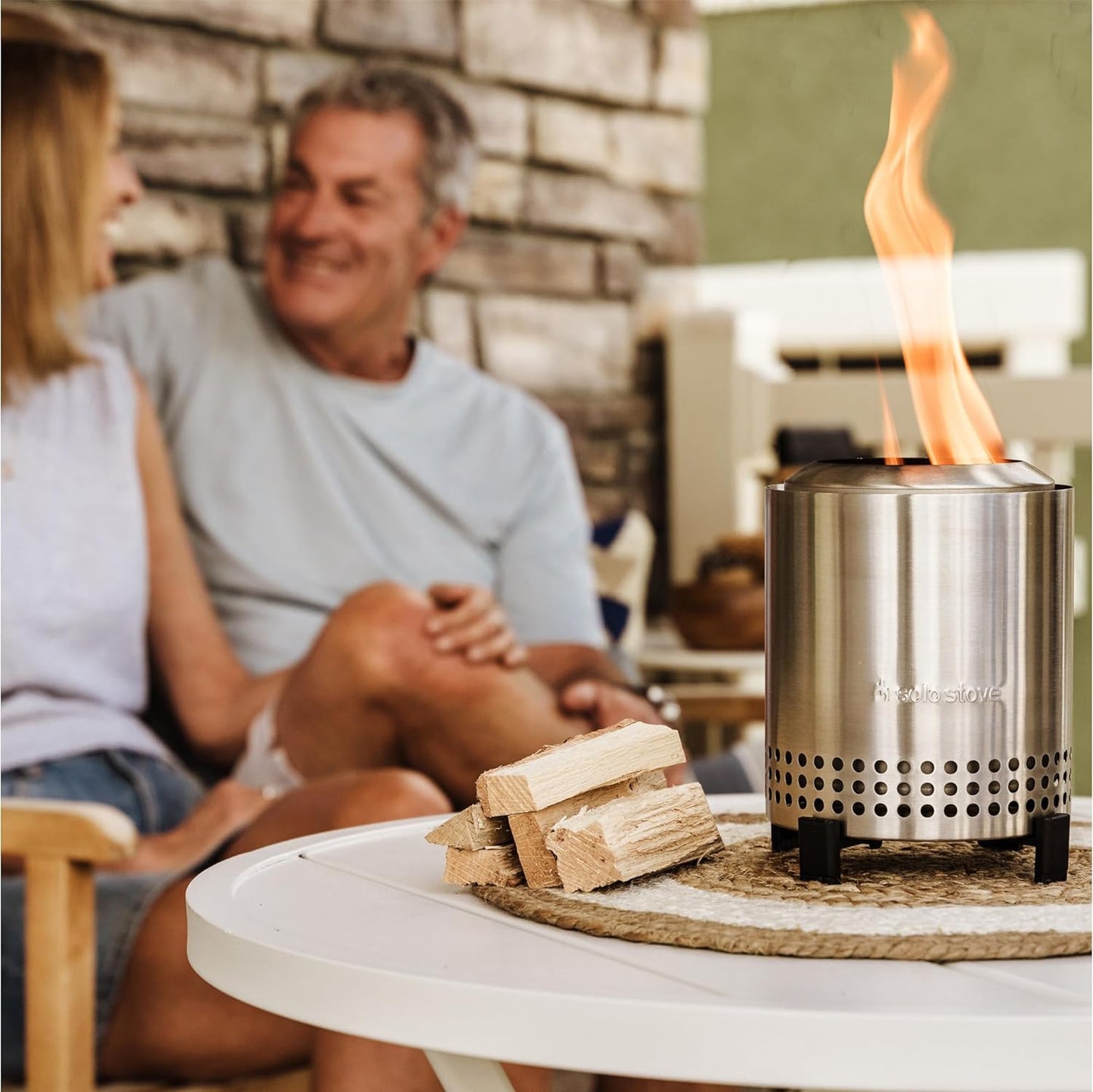 Solo Stove Mesa XL Tabletop Fire Pit with Stand | Low Smoke Outdoor Mini Fire for Urban & Suburbs | Fueled by Pellets or Wood, Stainless Steel, with Travel Bag, H: 8.6" x D: 7", 2.3 lbs, Green