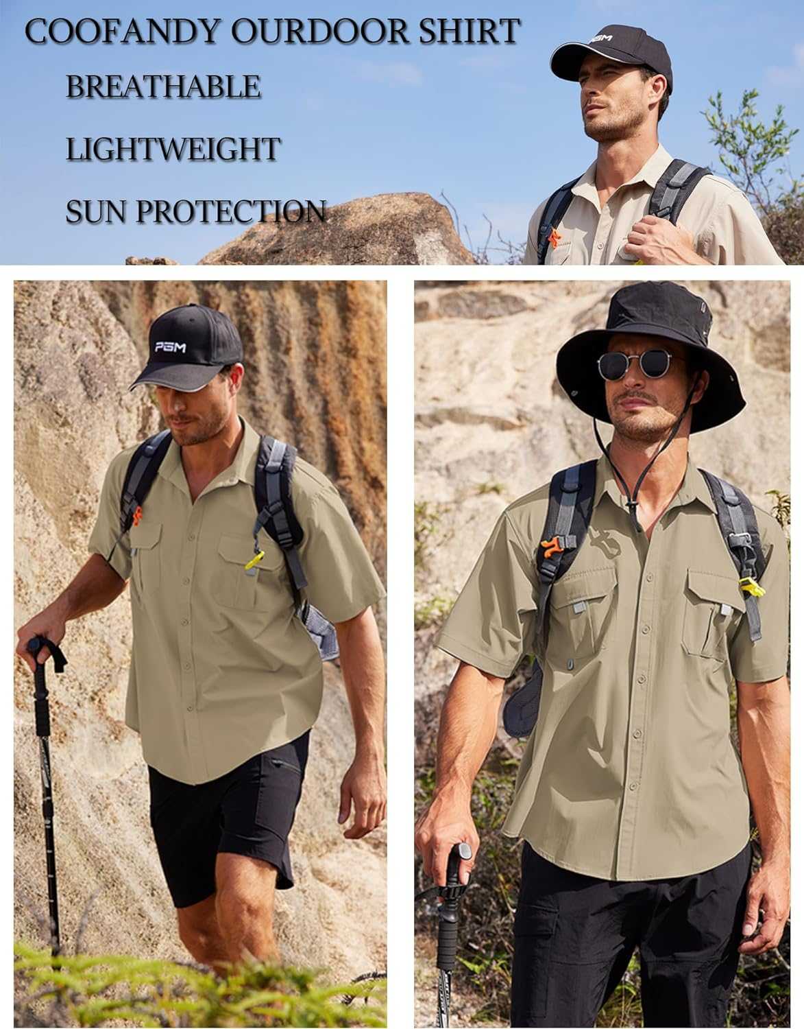 Men's UPF UV hiking and fishing shirt by Reltek Ready Gear, featuring breathable, lightweight fabric and sun protection for outdoor survival gear.