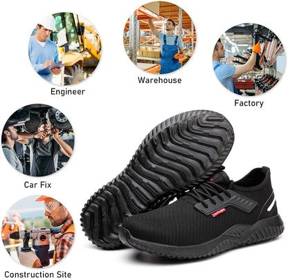 Furuian Steel Toe Indestructible Shoes Men Women Lightweight Puncture Resistant Safety Work Shoes Sneakers for Construction Working Breathable