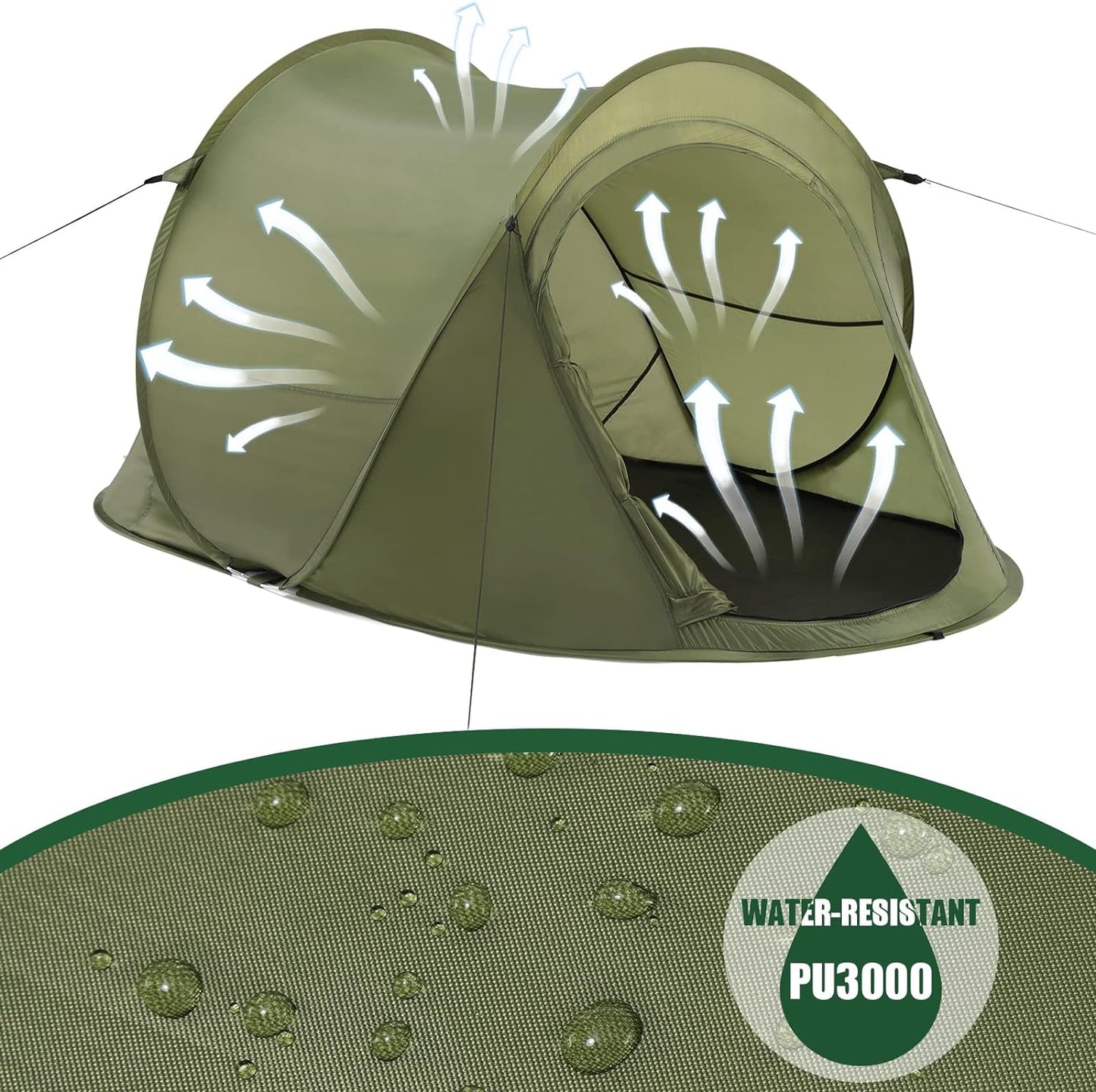 Automatic Instant Portable Tent, Pop Up Camping Tent, Suitable for 1-2 Person, 2 Doors and Side Windows with Carry Bag, Instant Pop up Beach Tent