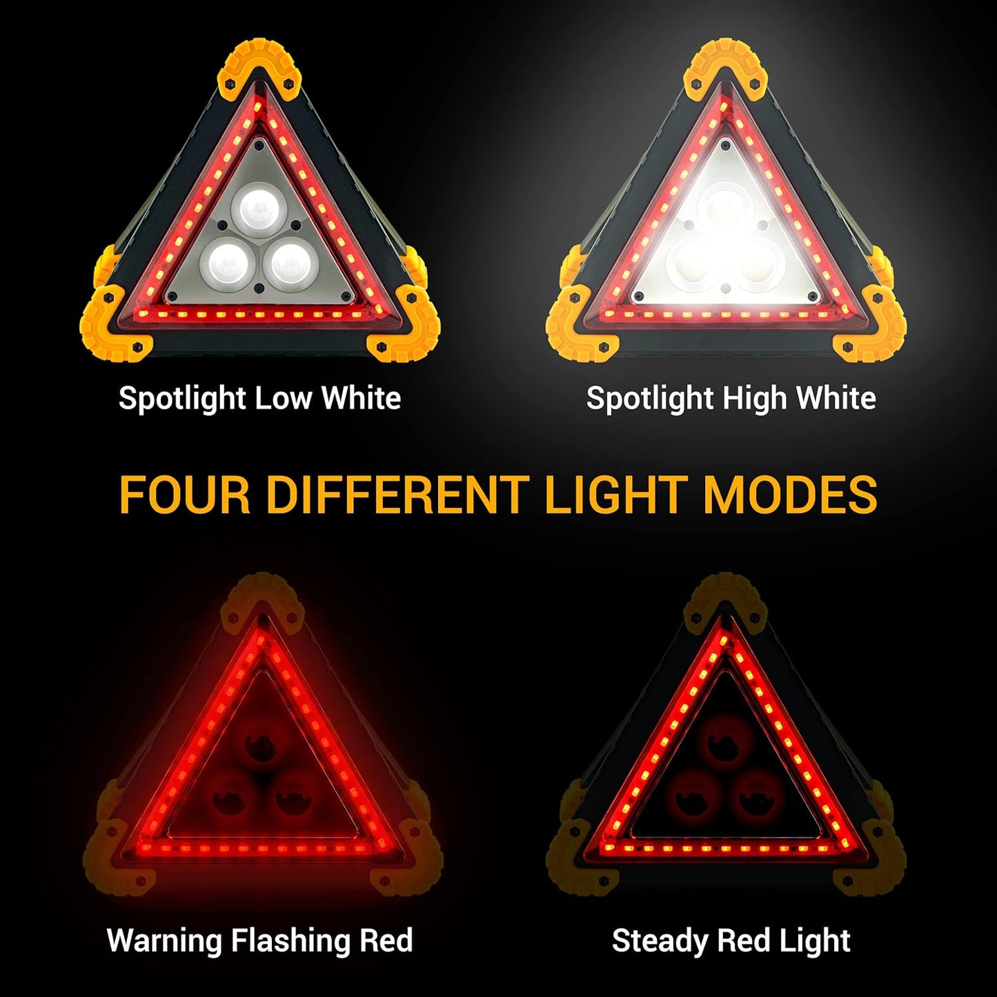 TheHitDeal Emergency Warning Triangle - LED Light, Water-Resistant, Shockproof & Portable