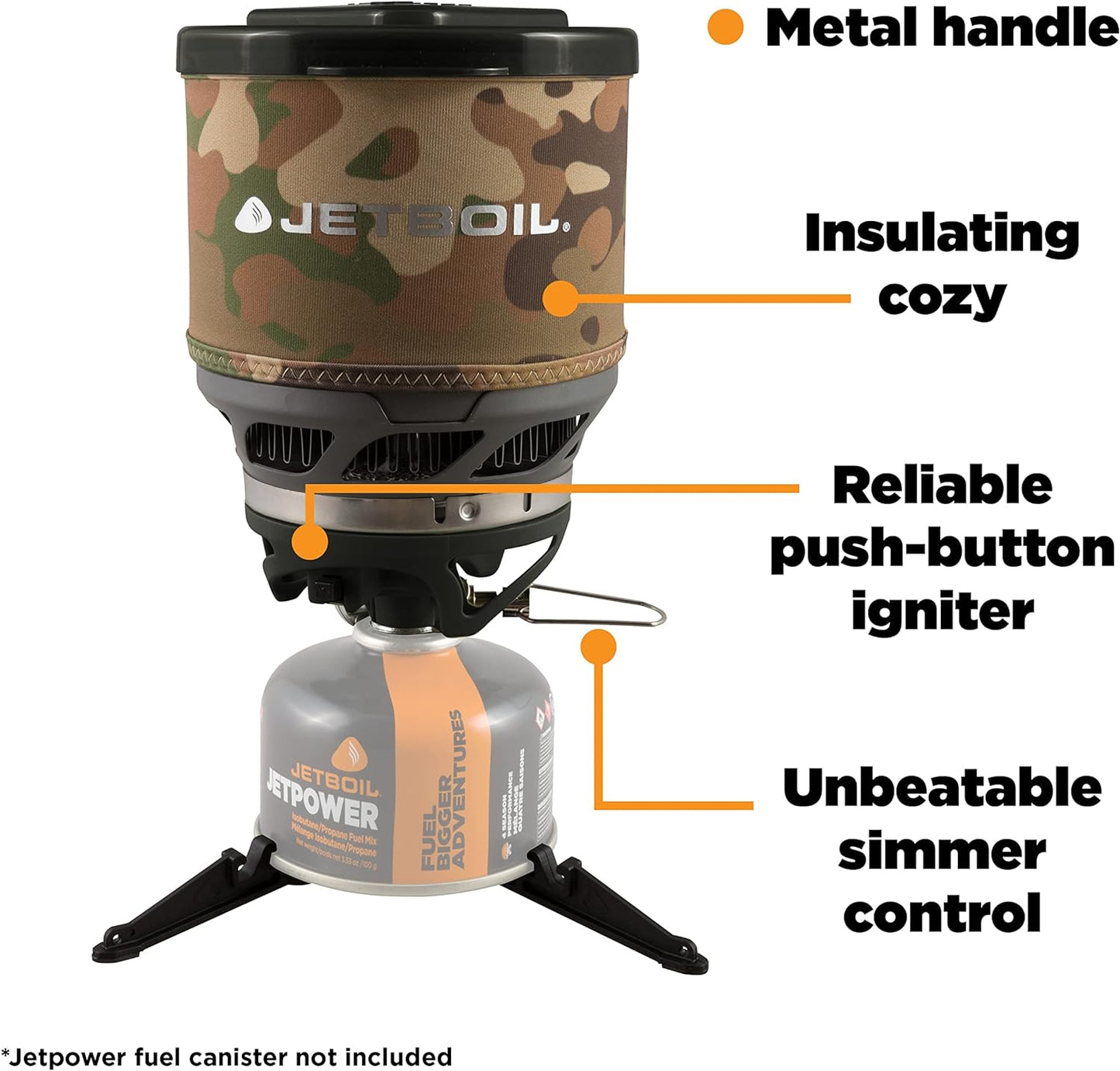 Jetboil MiniMo Camping and Backpacking Stove Cooking System with Adjustable Heat Control