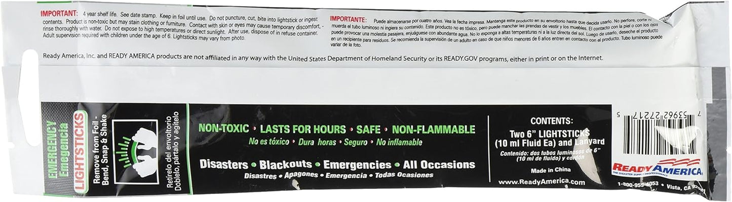 Ready America 27217 8-Hour Emergency Lighsticks (2 Pack), Green