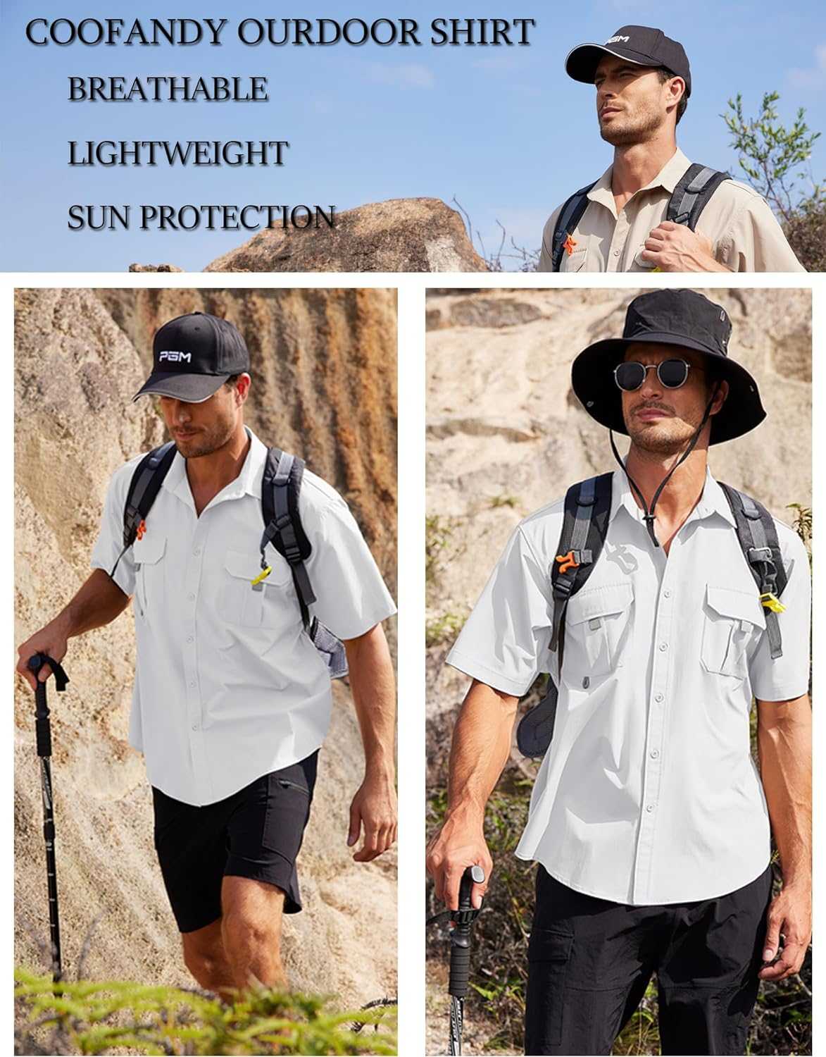 Men's UPF UV hiking fishing shirt by Reltek Ready Gear, featuring breathable, lightweight design and sun protection, ideal for outdoor survival gear.