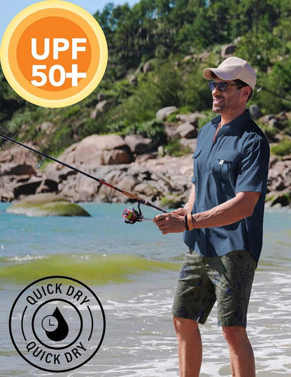 Men's UPF 50+ quick-dry hiking fishing shirt for outdoor survival gear.