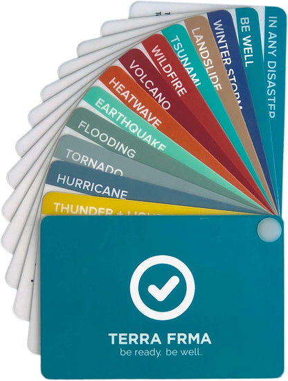 Disaster Deck - Kit Ready Emergency Survival Cards, Guide, Emergency Preparedness, Instructions for Disasters, Earthquake, Wildfire, Hurricane, Tornado, Flooding, Heatwave, Winter Storms and More.