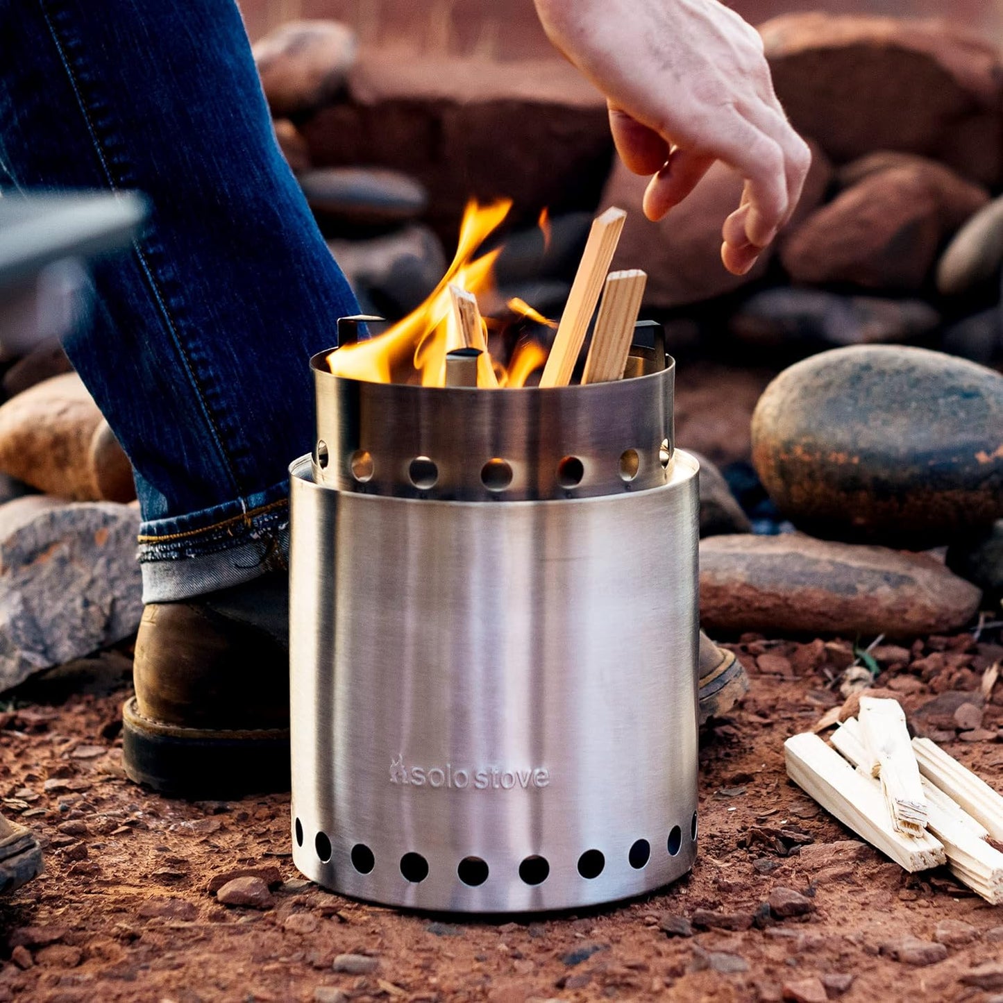 Solo Stove Campfire Camping Stove Portable Stove for Backpacking Outdoor Cooking Great Stainless Steel Camping Backpacking Stove Compact Wood Stove Design-No Batteries or Liquid Fuel Canisters Needed