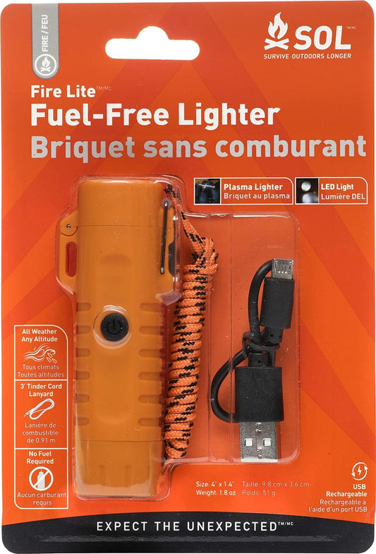 Survive Outdoors Longer Fire Lite Fuel Free Rechargeable Lighter Orange