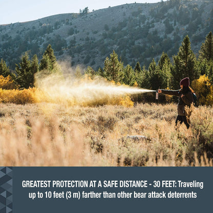 SABRE Frontiersman 7.9 oz. Bear Spray, Maximum Strength 2.0% Major Capsaicinoids, Powerful 30 ft. Range Bear Deterrent, Outdoor Camping & Hiking Protection, Quick Draw Holster & Multipack Options