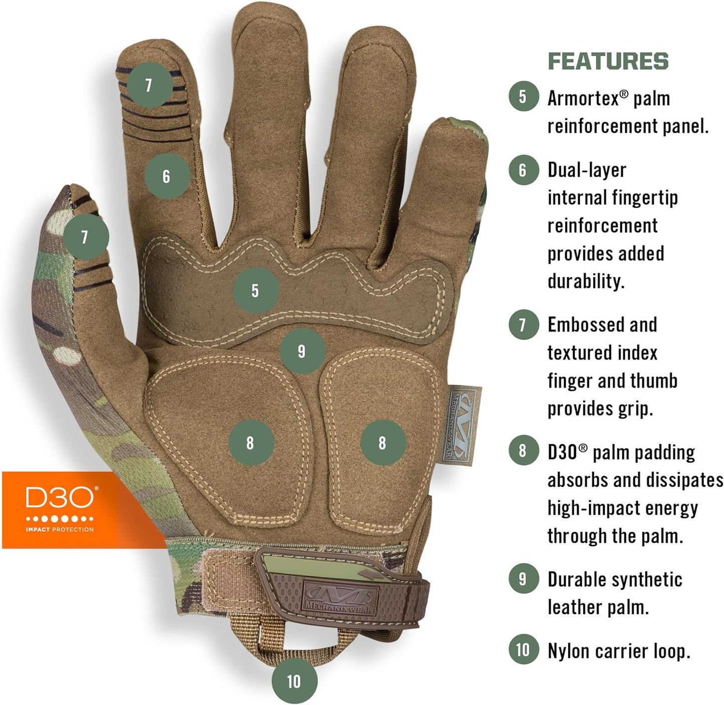 Mechanix Wear: M-Pact Tactical Gloves with Secure Fit, Touchscreen Capable Safety Gloves for Men, Work Gloves with Impact Protection and Vibration Absorption (Camouflage - MultiCam, XX-Large)